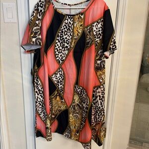 Pink Black Gold Brown Animal Print Comfy Dress NWOT Size 4X